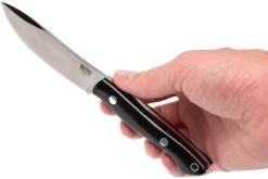 Bark River Mini Kalahari A2, Black Canvas Micarta, Brown Sheath -Célèbre Couteaux Magasin BRK12 012BRKC 06 bark river brk12 012brkc 06