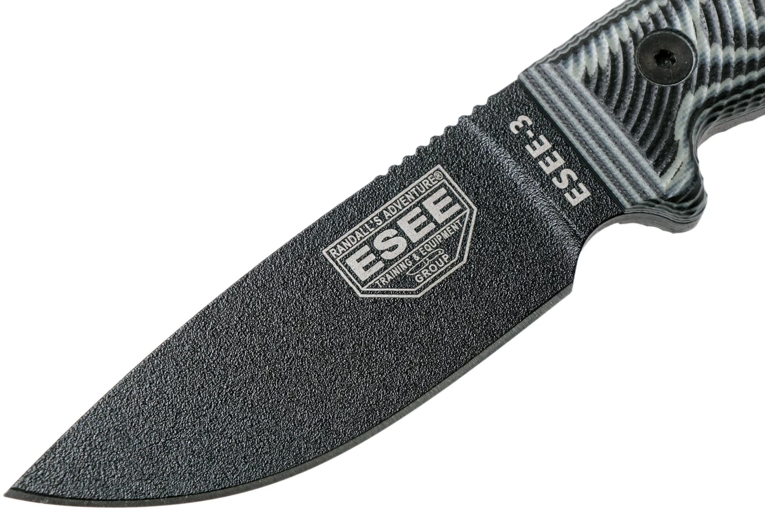 ESEE Model 3 Black Blade 3D Grey-Black G10 Couteau De Survie 3PMB-002 étui Noir + Clip De Poche 5 ESEE Model 3 Black Blade 3D Grey-Black G10 Couteau De Survie 3PMB-002 étui Noir + Clip De Poche – Image 3