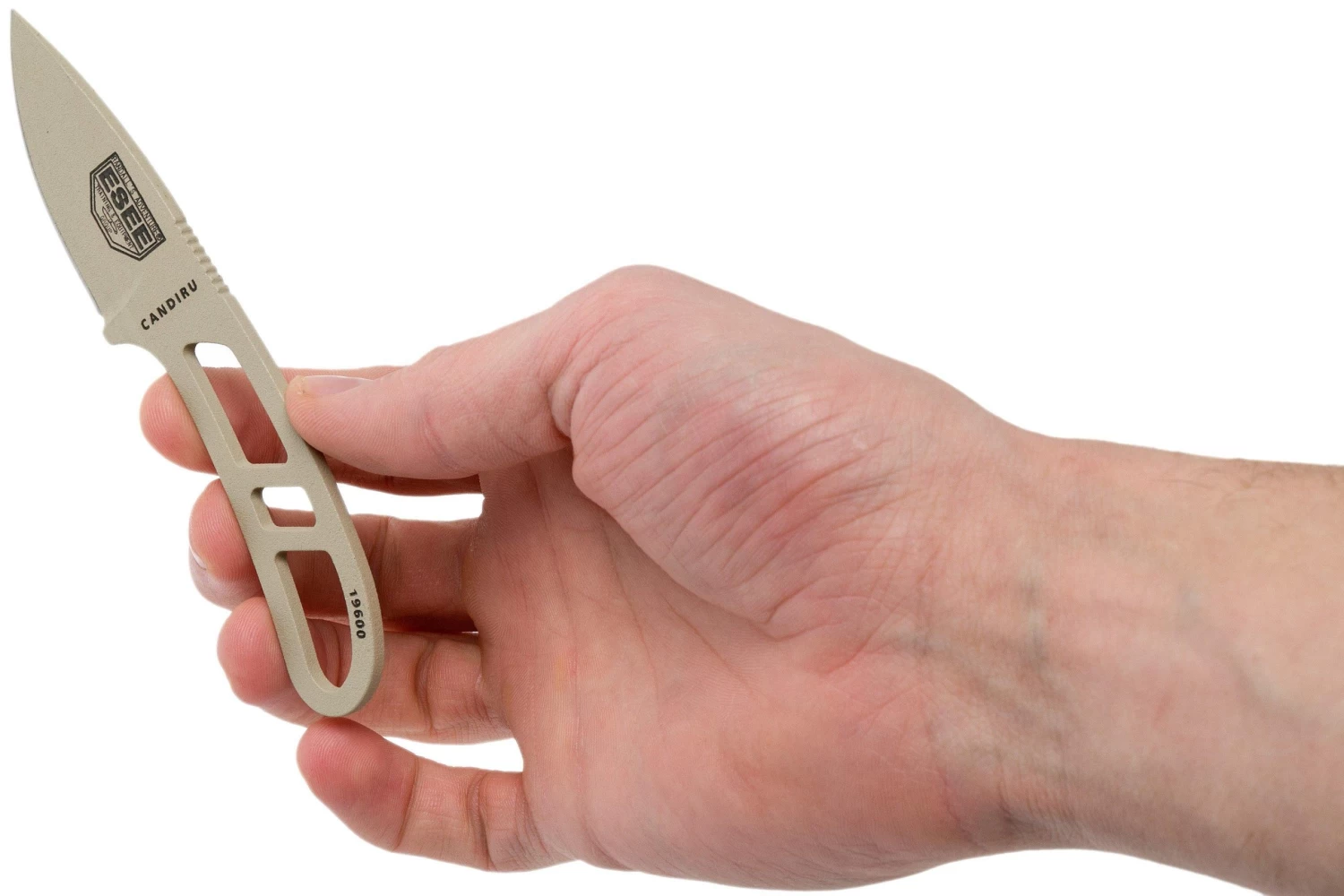 ESEE Candiru Desert Tan CAN-DT Couteau De Cou Avec étui Noir + Clip Ceinture 7 ESEE Candiru Desert Tan CAN-DT Couteau De Cou Avec étui Noir + Clip Ceinture – Image 5