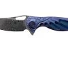 Rike Mini Hummingbird Couteau De Poche Damascus, Bleu -Célèbre Couteaux Magasin RKMINI BL 01 rike knives mini hummingbird rkmini bl 01