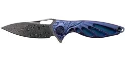 Rike Mini Hummingbird Couteau De Poche Damascus, Bleu