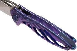 Rike Mini Hummingbird Couteau De Poche Damascus, Bleu -Célèbre Couteaux Magasin RKMINI BL 07 rike knives mini hummingbird rkmini bl 07