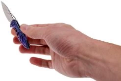 Rike Mini Hummingbird Couteau De Poche Damascus, Bleu -Célèbre Couteaux Magasin RKMINI BL 08 rike knives mini hummingbird rkmini bl 08