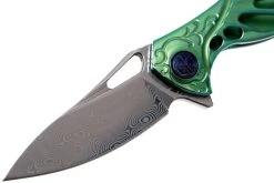 Rike Mini Hummingbird Couteau De Poche Damascus, Vert -Célèbre Couteaux Magasin RKMINI GR 03 rike knives mini hummingbird rkmini gr 03