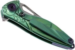 Rike Mini Hummingbird Couteau De Poche Damascus, Vert -Célèbre Couteaux Magasin RKMINI GR 04 rike knives mini hummingbird rkmini gr 04