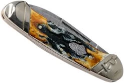 Rough Ryder Canoe Cinnamon Stag RR2156 Damascus Slipjoint Couteau De Poche -Célèbre Couteaux Magasin RY2156 04 rough ryder